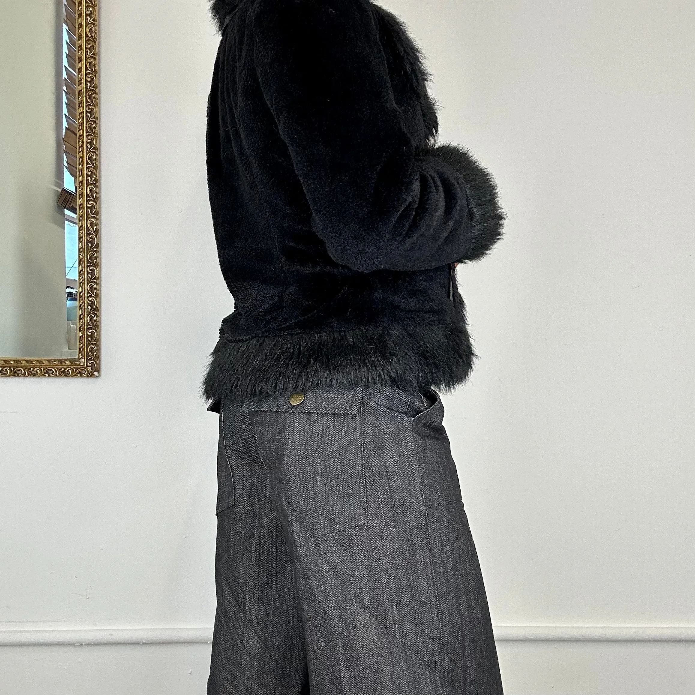 00’s fur cropped afghan jacket