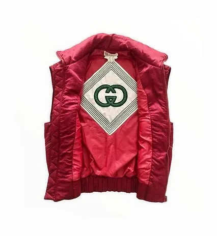1980s GUCCI PINK PUFFER GILET VEST JACKET