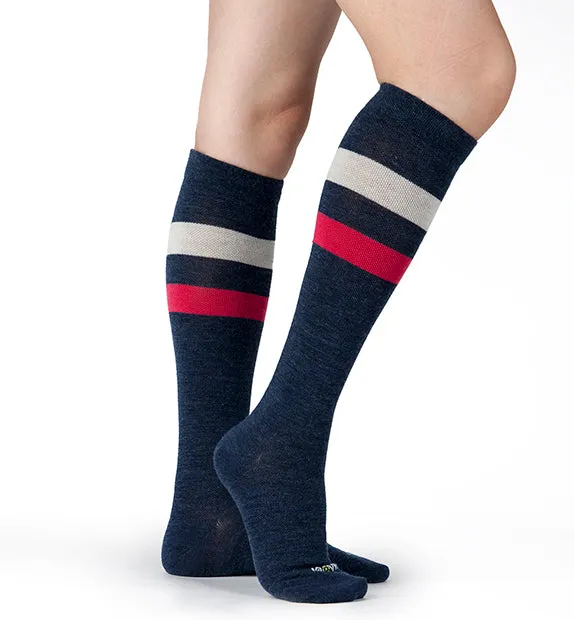 80% Rich Merino Wool Everyday Compression Socks (15-20mmHg) - Stripes - 3 Pack