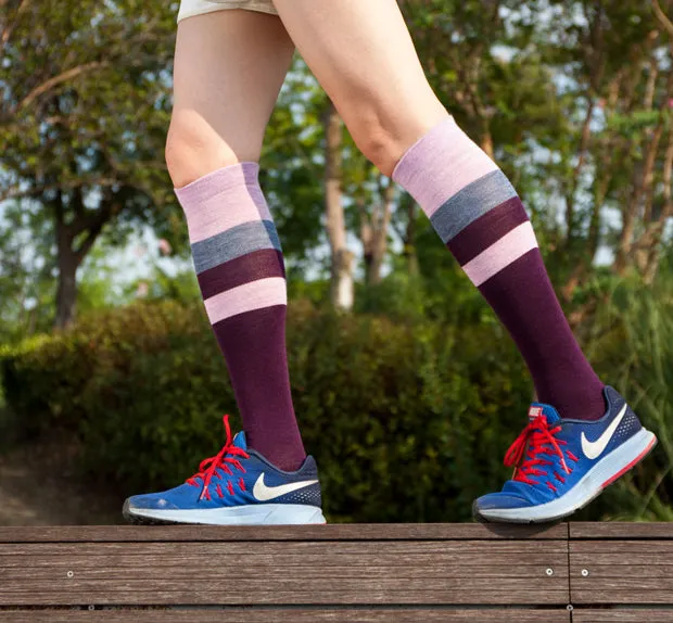 80% Rich Merino Wool Everyday Compression Socks (15-20mmHg) - Stripes - 3 Pack