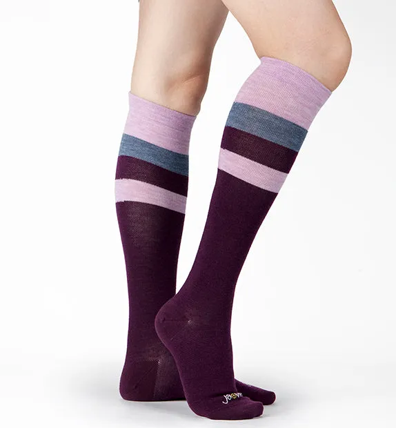 80% Rich Merino Wool Everyday Compression Socks (15-20mmHg) - Stripes - 3 Pack