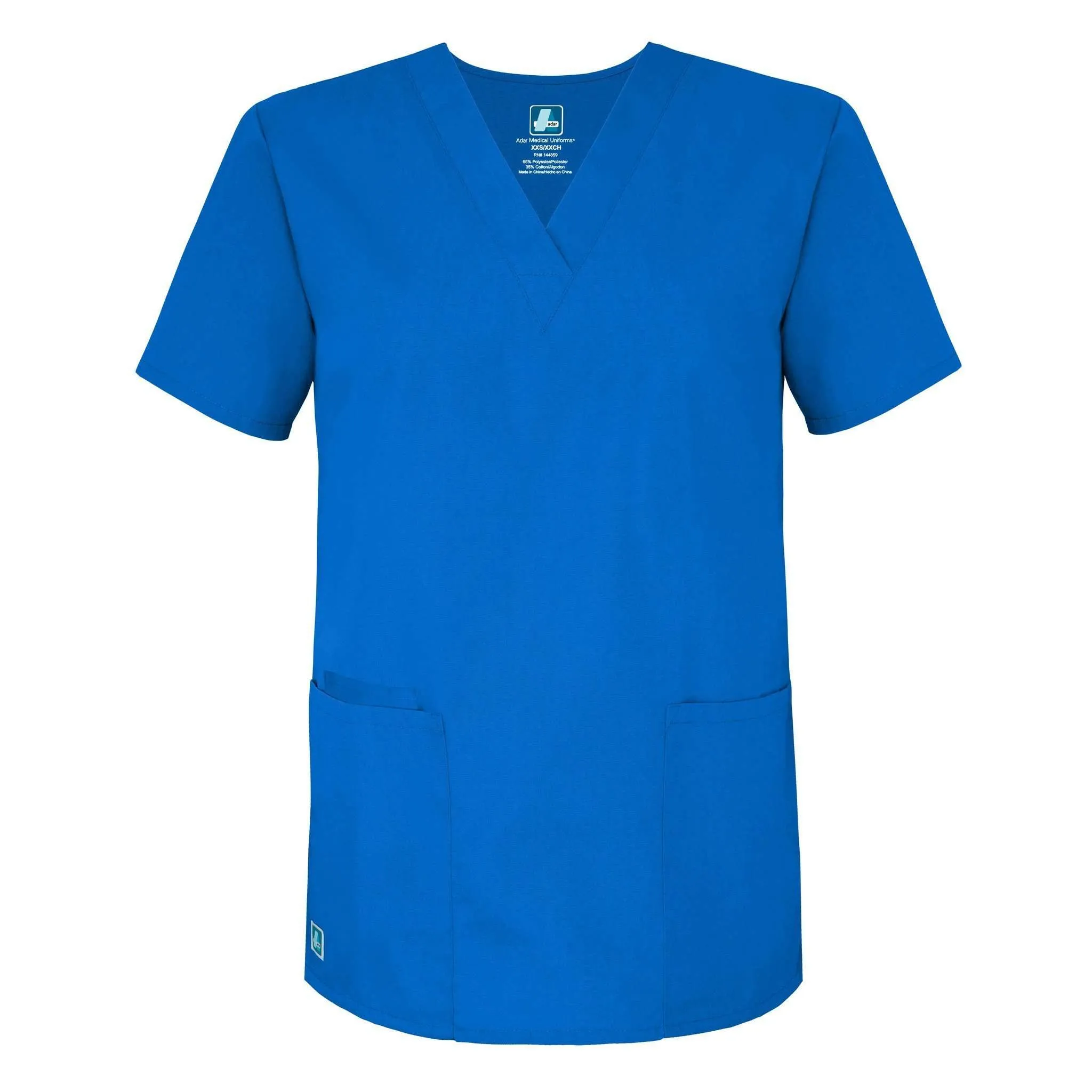 Adar Universal Unisex V-Neck 2  Pocket Scrub Top    Regal Blue  L