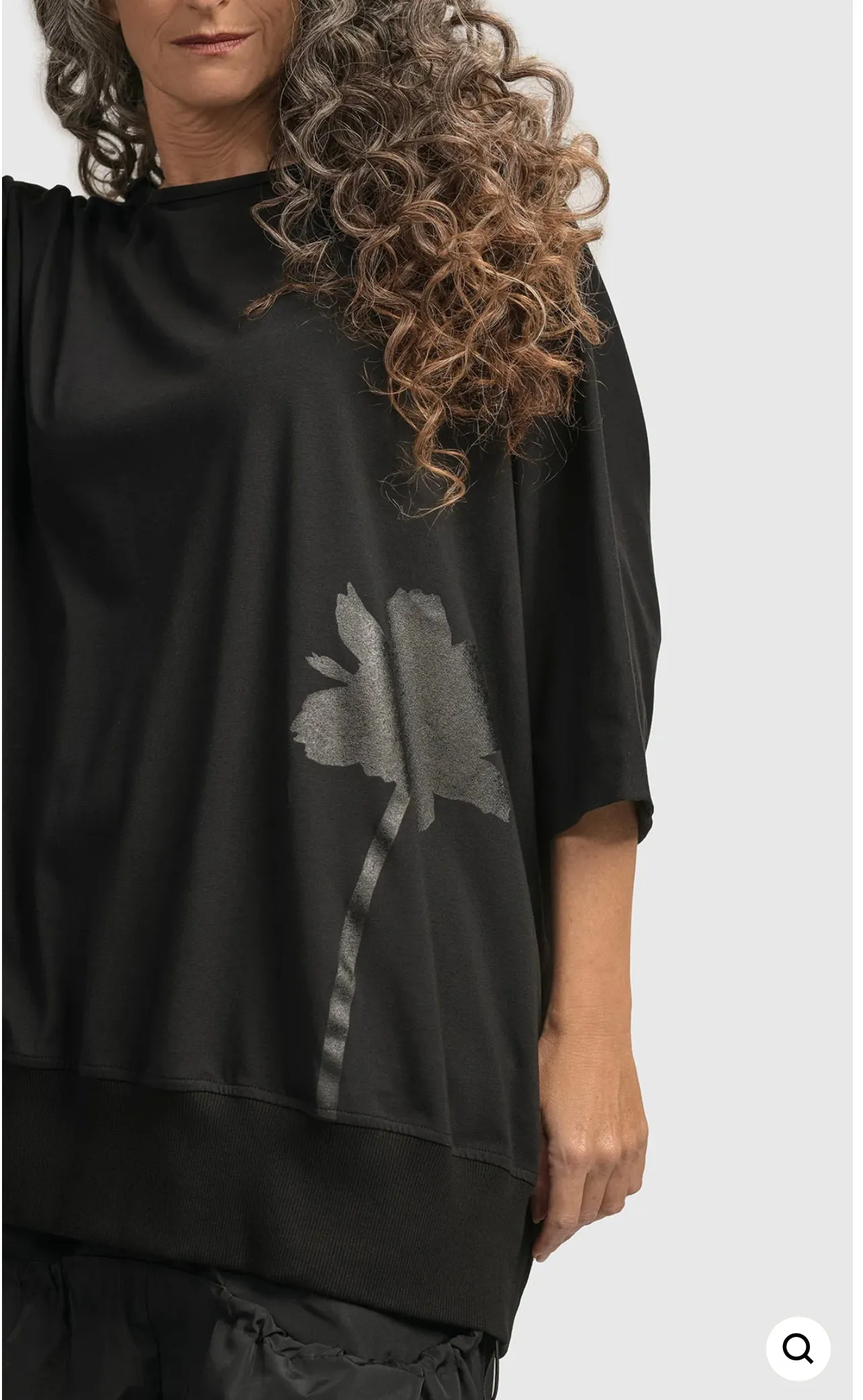 ALEMBIKA URBAN MODERN FLOWER SWEATSHIRT, BLACK UT866B