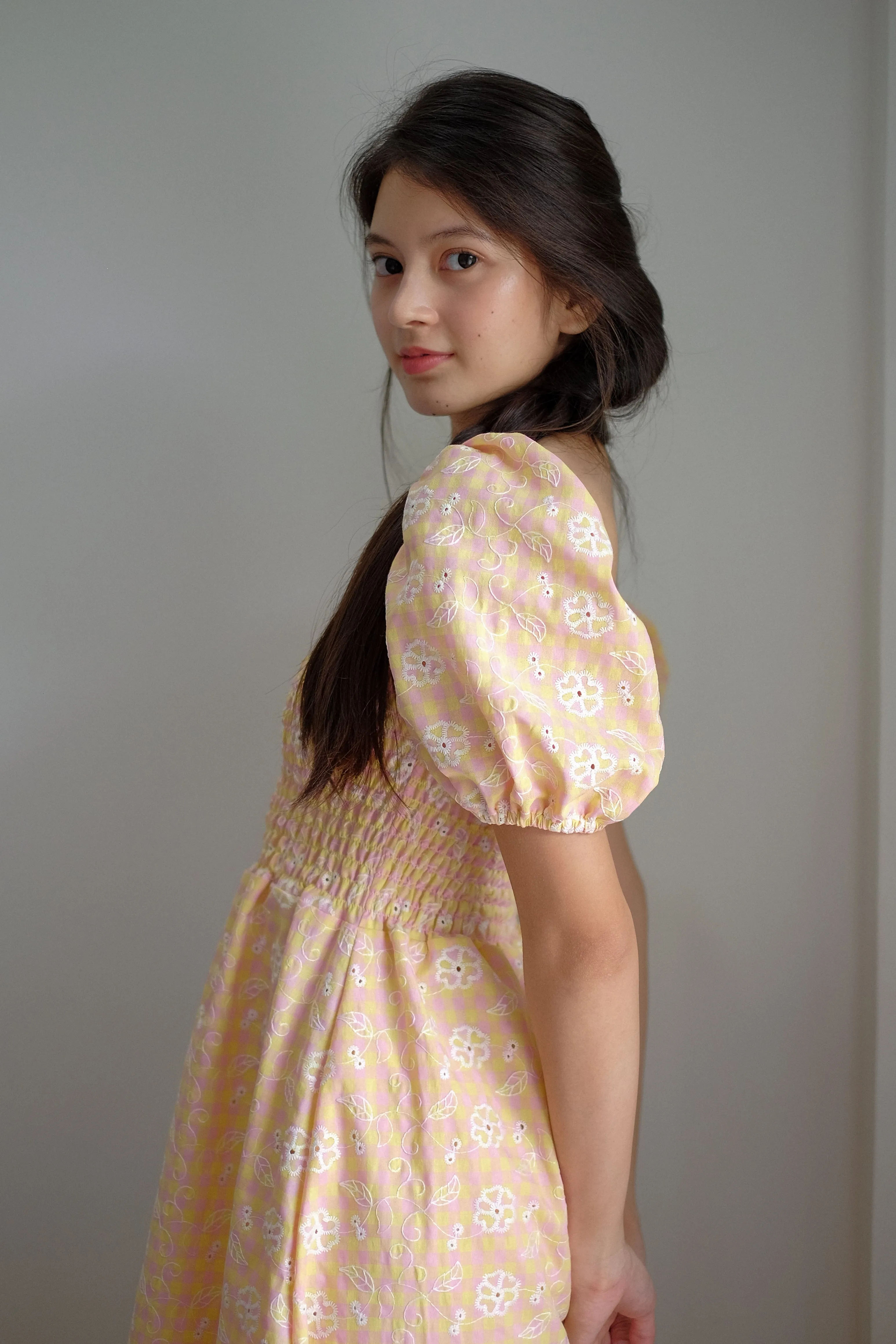 Alison Maxi Dress - yellow peach eyelet