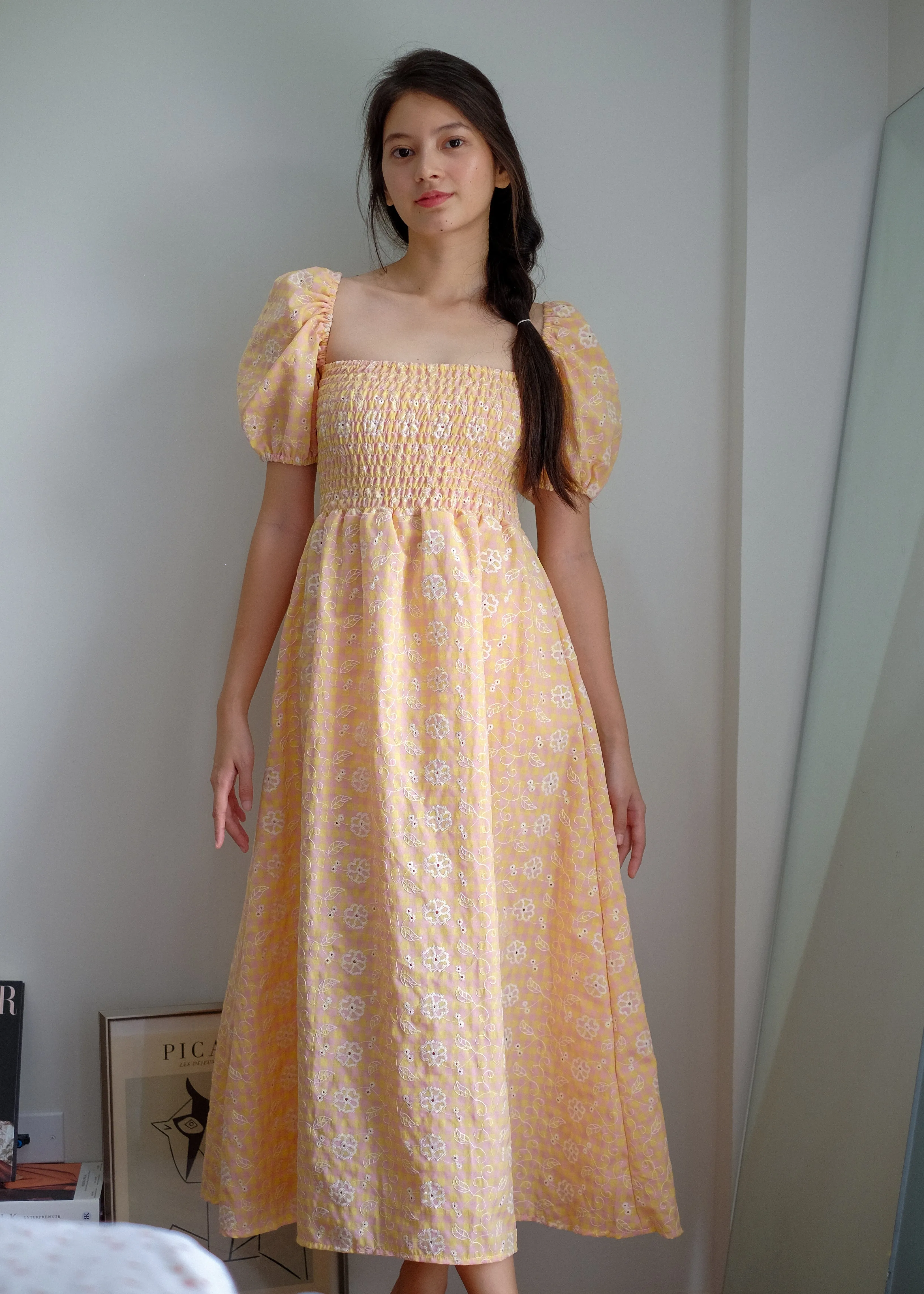 Alison Maxi Dress - yellow peach eyelet