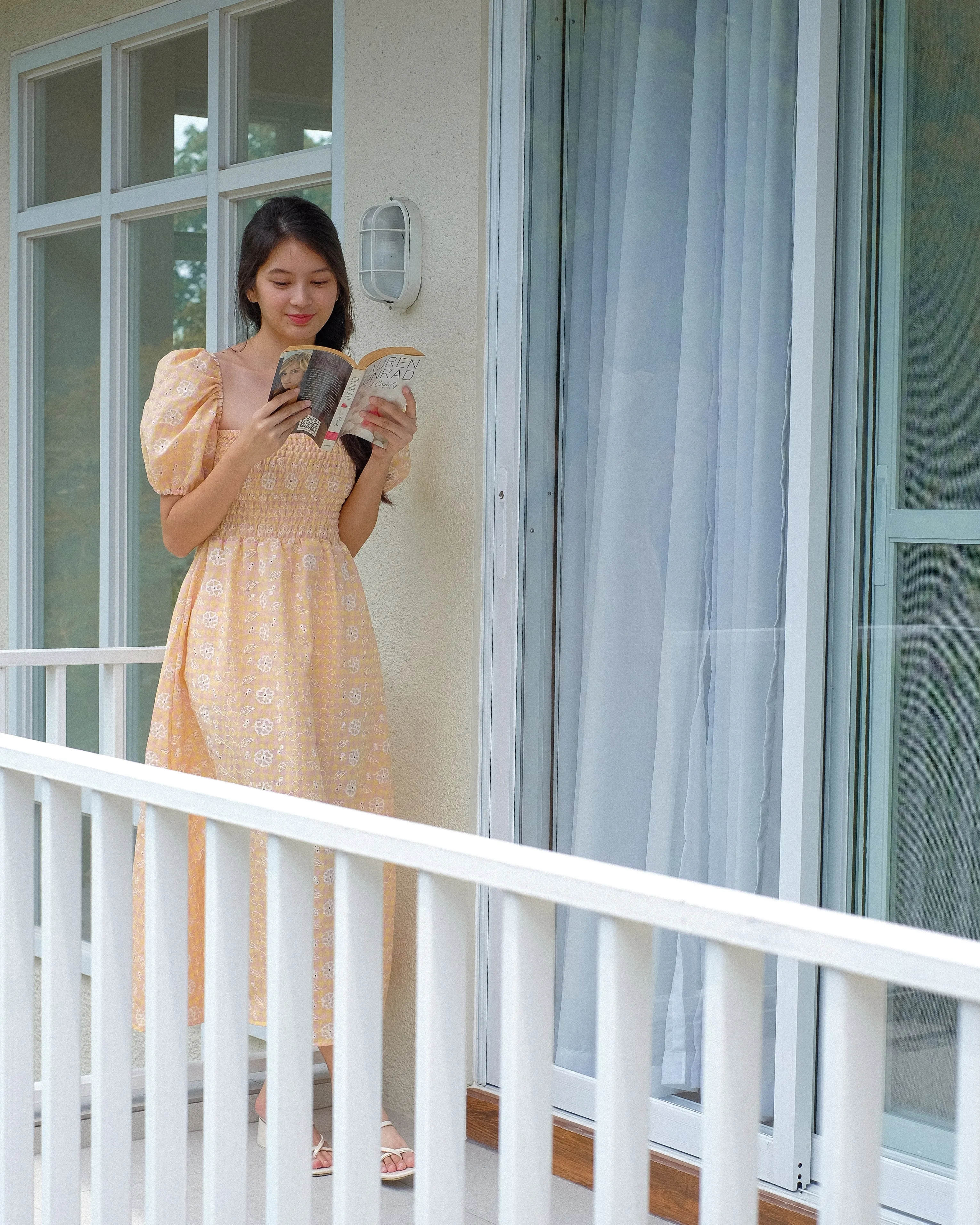 Alison Maxi Dress - yellow peach eyelet
