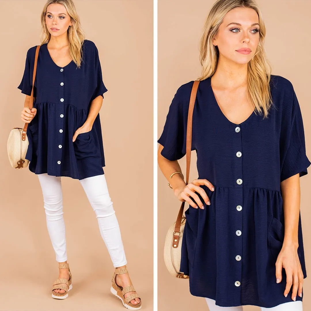 All The Time In The World Navy Blue Tunic