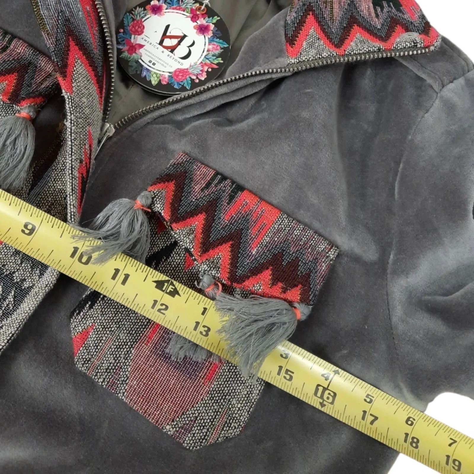 America & Beyond Embroidered Suede Jacket