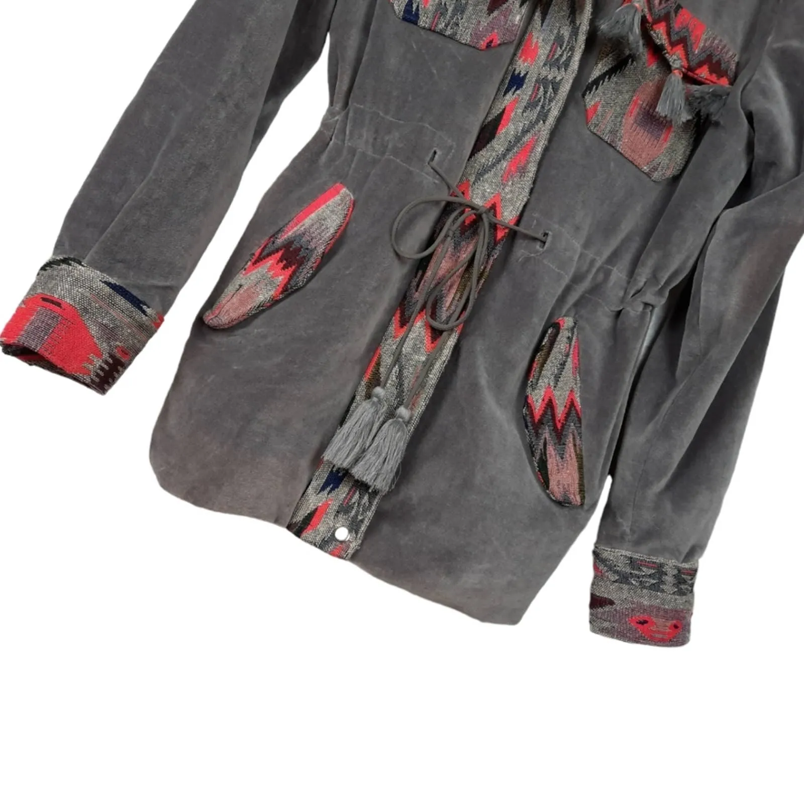America & Beyond Embroidered Suede Jacket