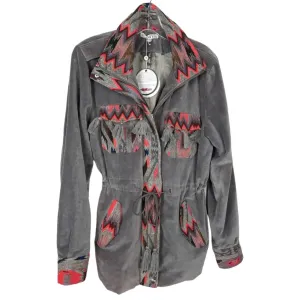 America & Beyond Embroidered Suede Jacket
