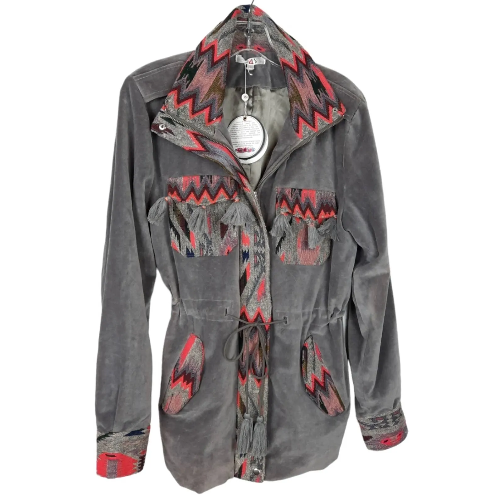 America & Beyond Embroidered Suede Jacket