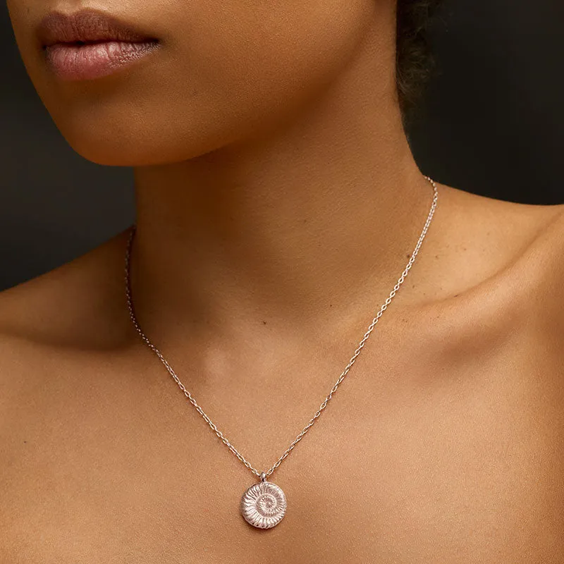 Ammonite Necklace, Silver
