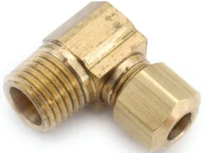 Anderson Metals 750069-0608 Tube Elbow, 3/8 x 1/2 in, 90 deg Angle, Brass, 200 psi Pressure :EA: QUANTITY: 10