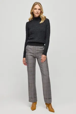 Anthracite Australian Wool and Cashmere Amelia Braided Turtleneck Women's Sweater