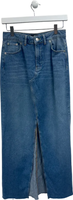 ASOS Blue Denim Maxi Split Front Skirt In Indigo UK 6
