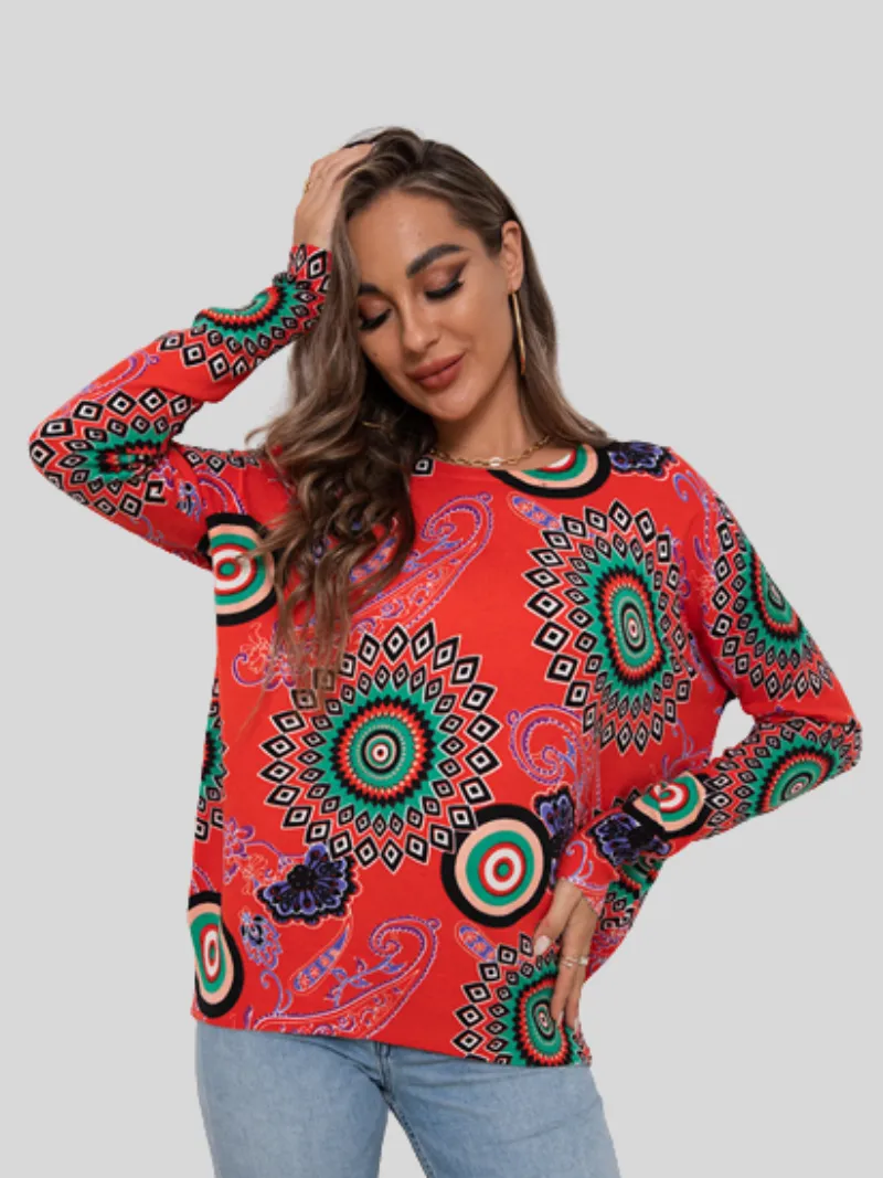 Autumn and Winter Casual Loose Long-Sleeved Round Neck Top
