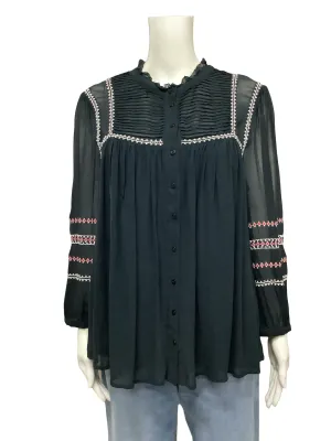 Ba&sh Top Blue Long Sleeve Button Up Size: L
