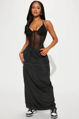 Back At It Again Cargo Skirt - Black/White