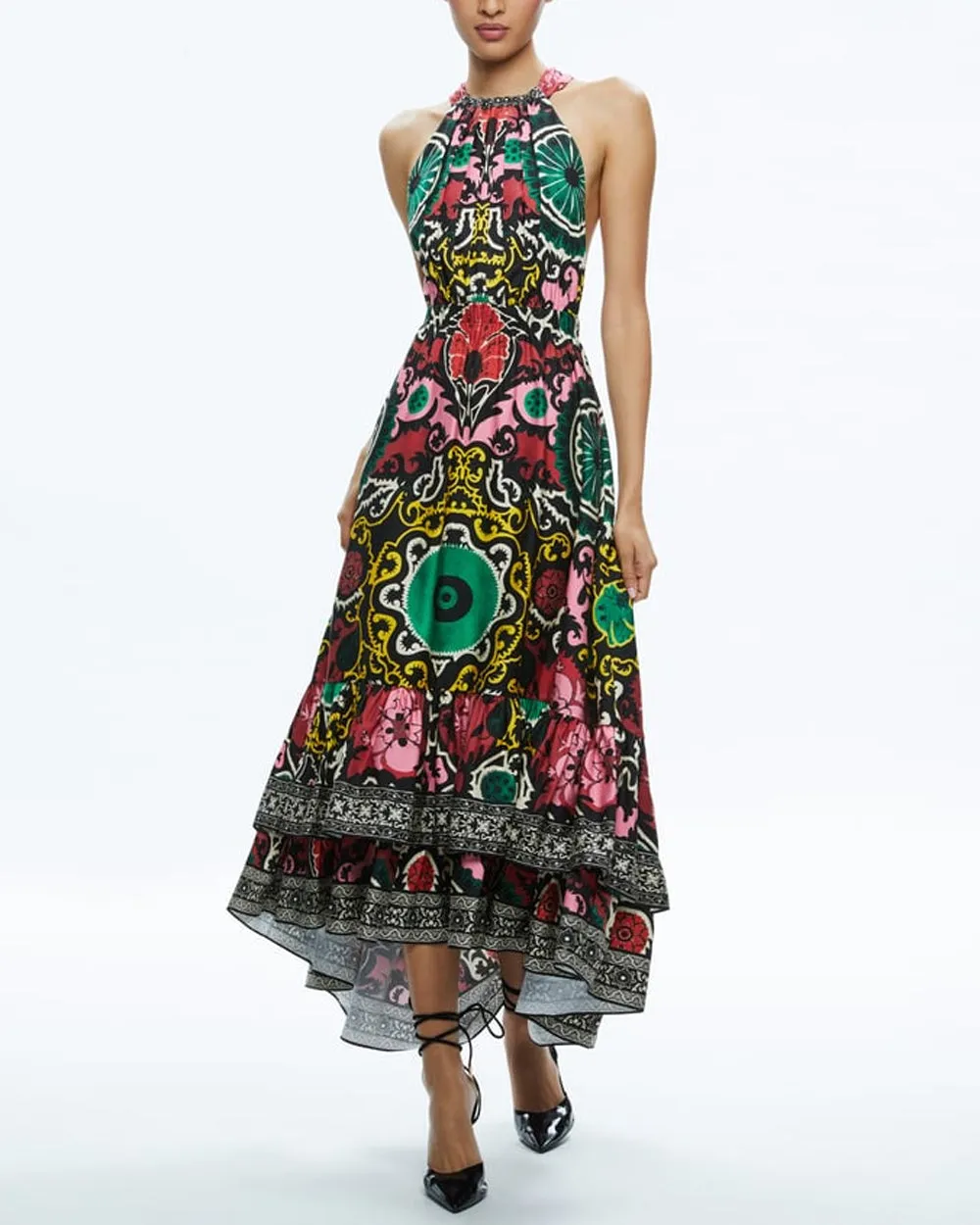 Black Monarch Loyce Twist Ruffle Maxi Dress