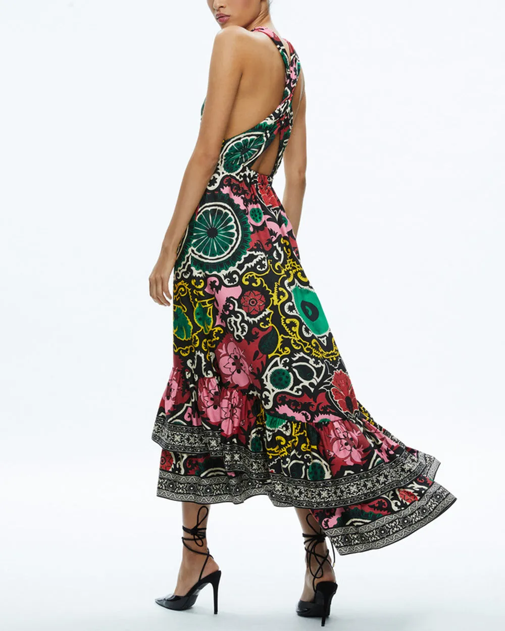Black Monarch Loyce Twist Ruffle Maxi Dress
