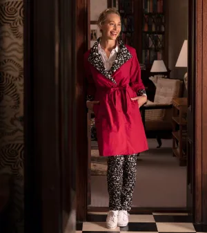 BLUE ILLUSION - Reversible trench - Rouge red/animal print! 10-12