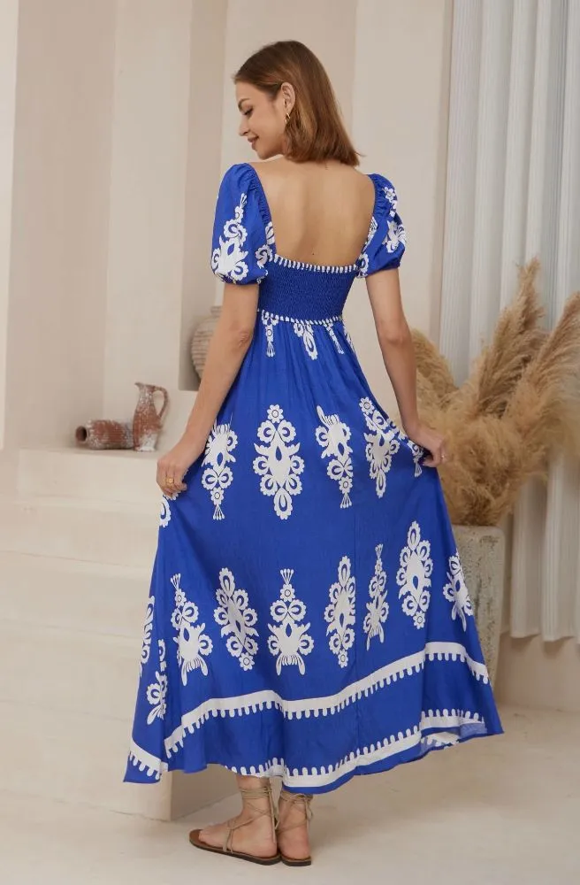 Blue Nero Bella Maxi - Puff Sleeves