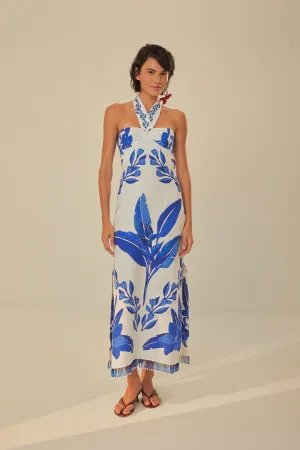 Blue Yard Off-White Sleeveless Maxi Dress