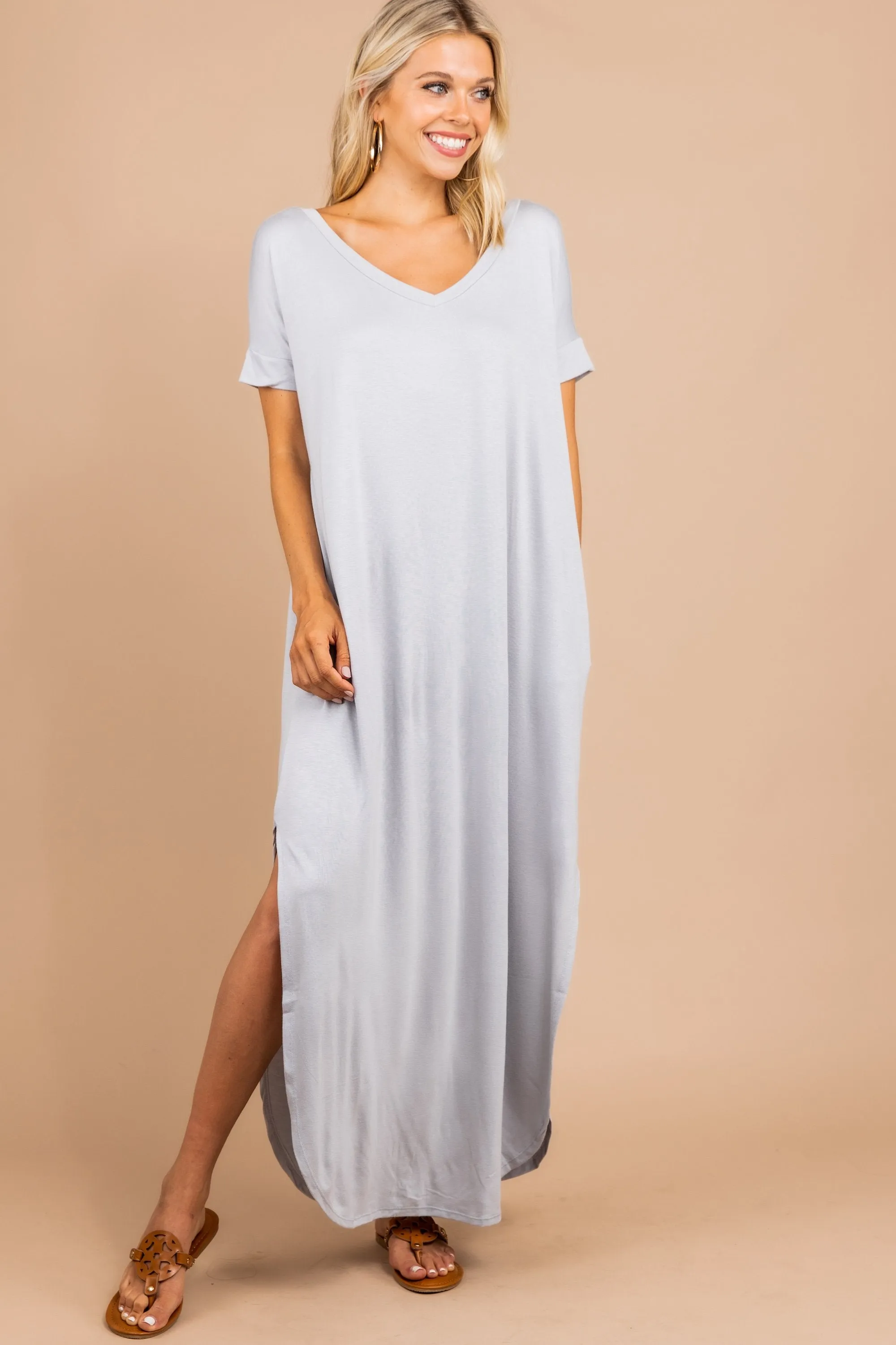 Bring You Home Light Gray Maxi Dress