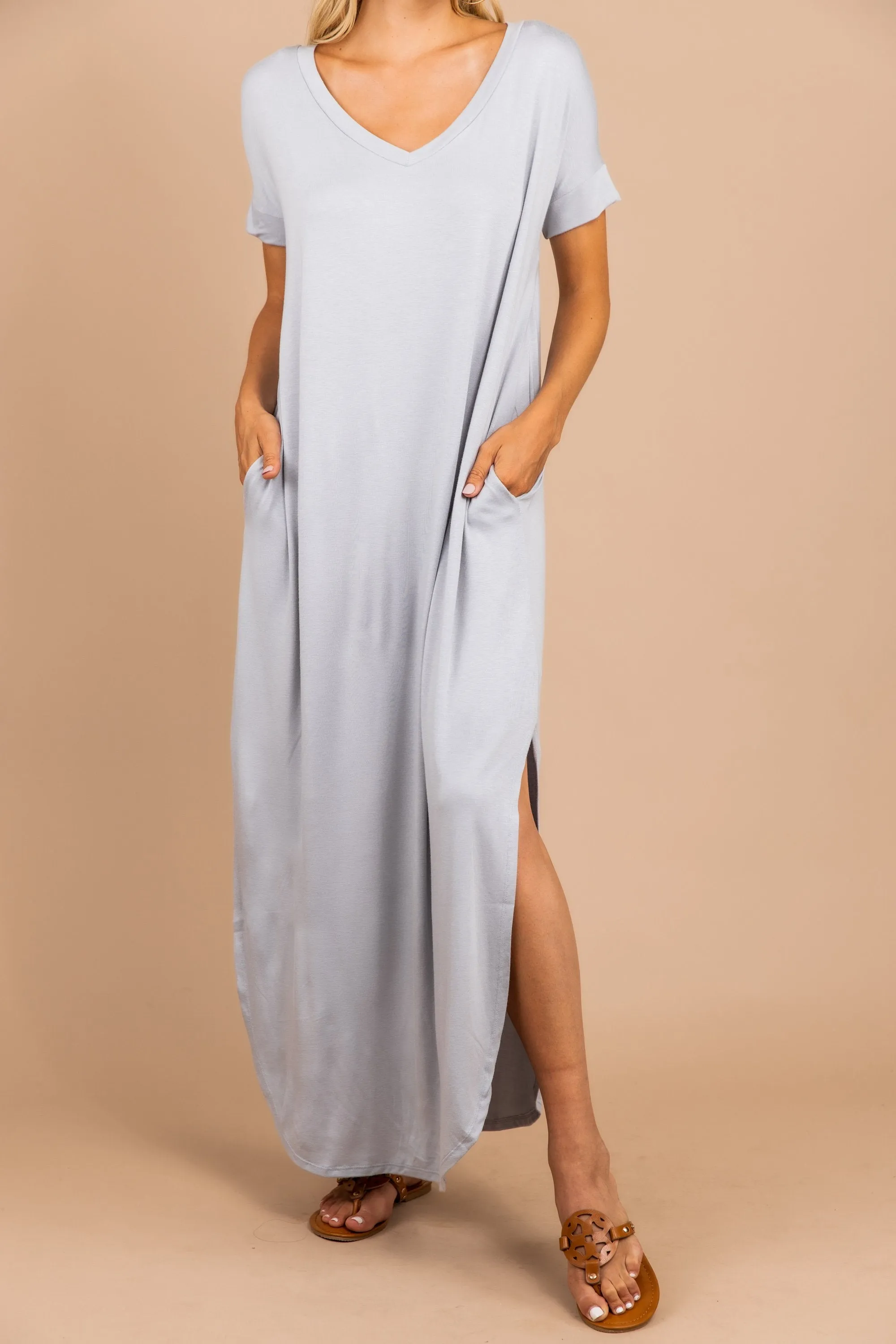 Bring You Home Light Gray Maxi Dress
