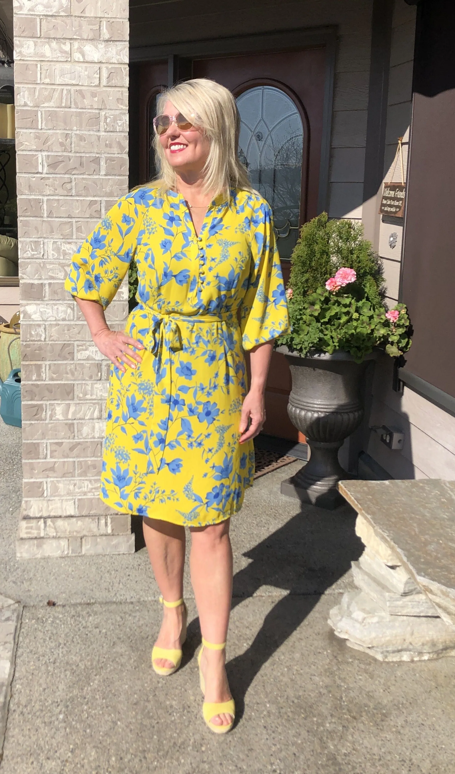 CABI LEMON DROP CHIFFON DRESS - XL