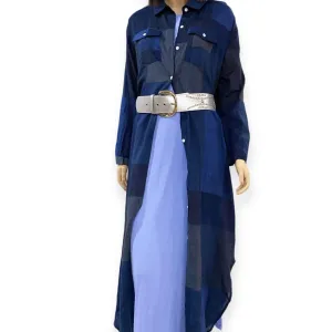 Checkered Button Down Maxi Shirt Dress