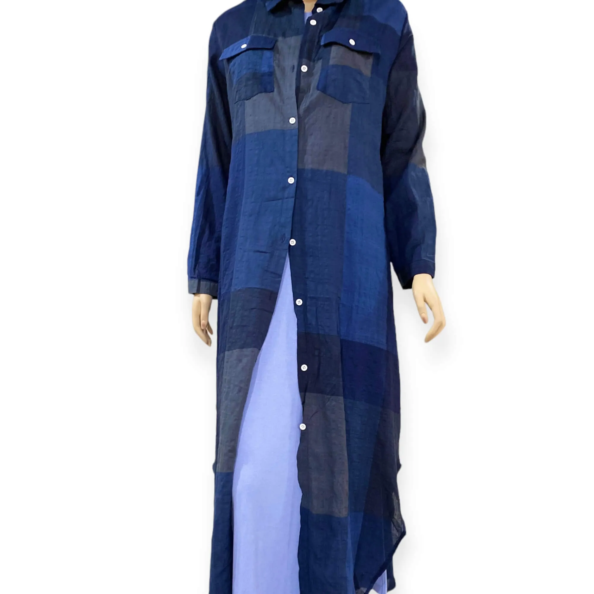 Checkered Button Down Maxi Shirt Dress