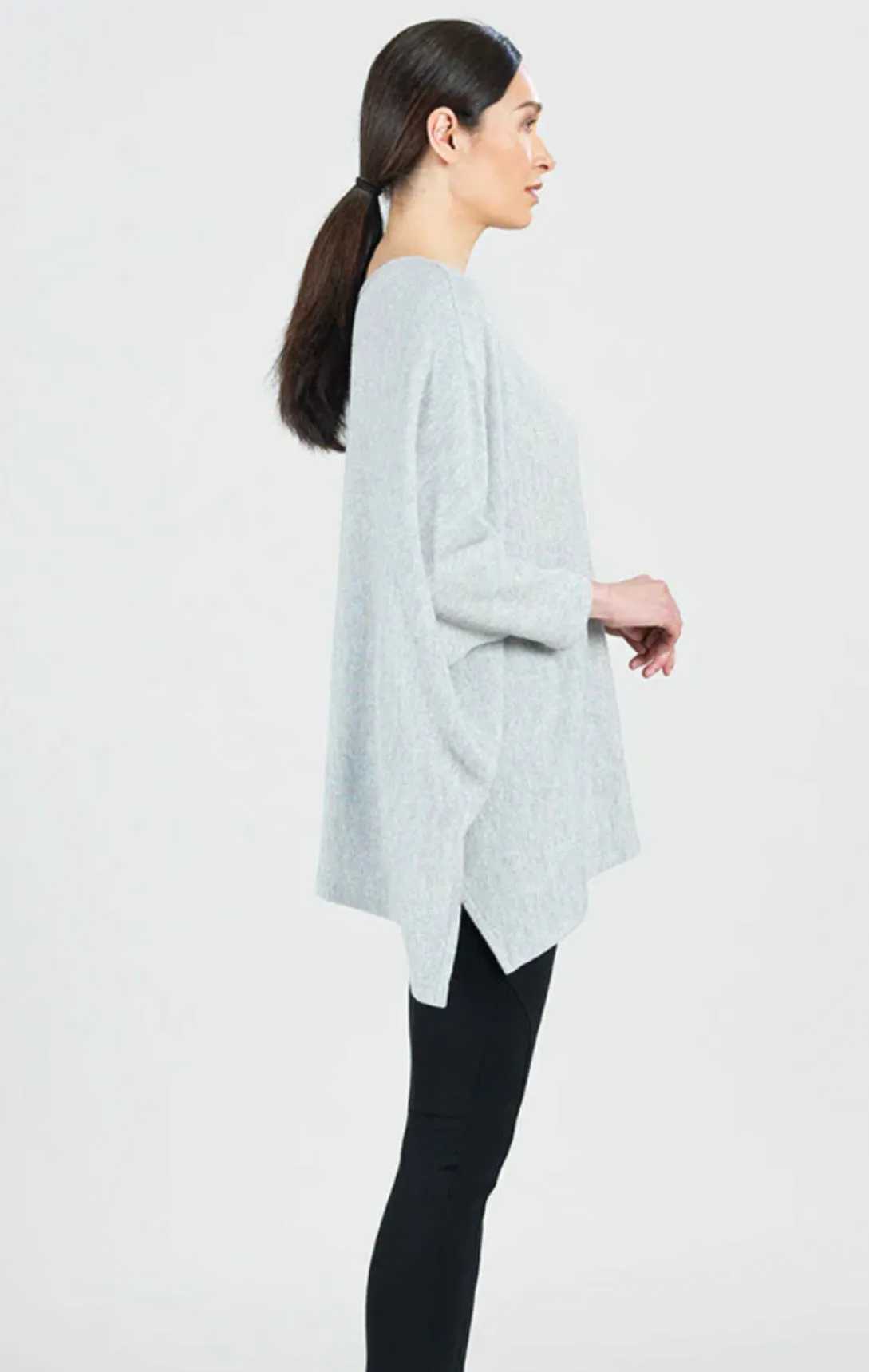 CLARA SUNWOO TU115W Cashmere-Like Knit - Poncho Sleeve Sweater Tunic