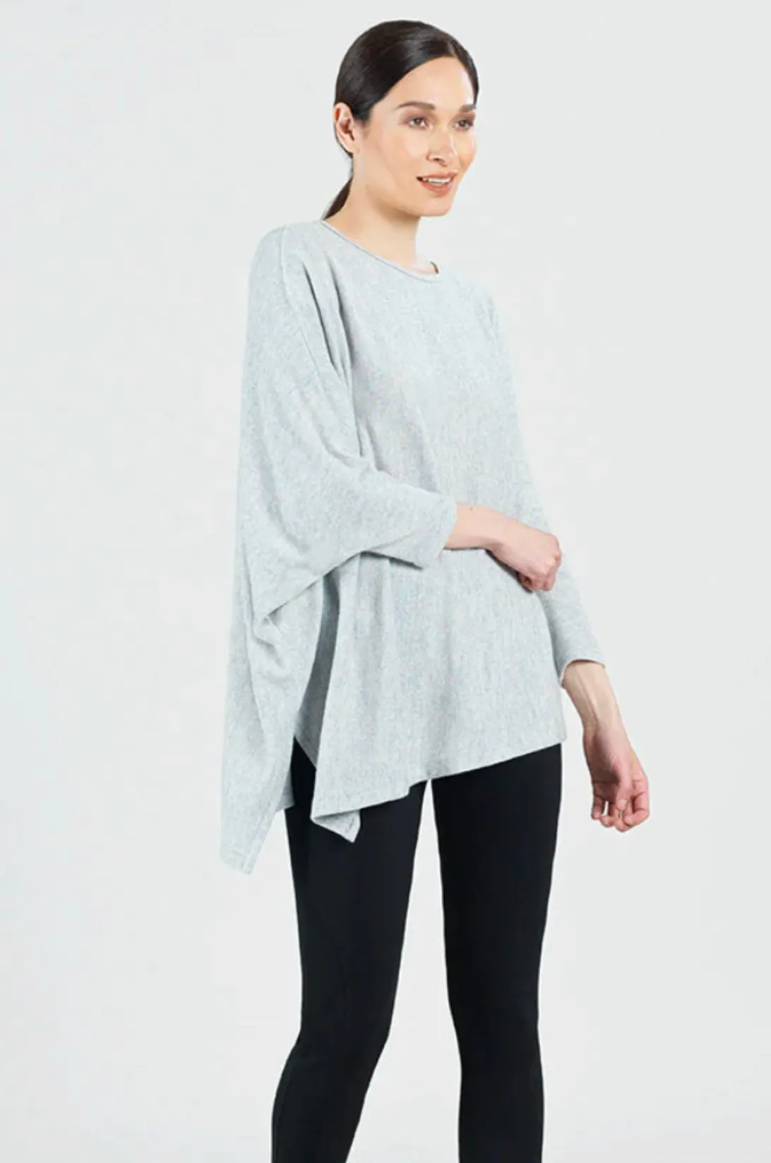 CLARA SUNWOO TU115W Cashmere-Like Knit - Poncho Sleeve Sweater Tunic