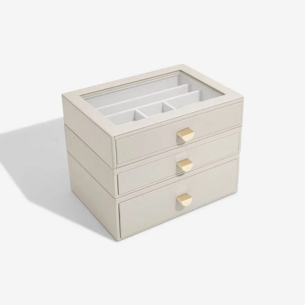 Classic 3 Drawer Jewellery Box - Oatmeal - 75889