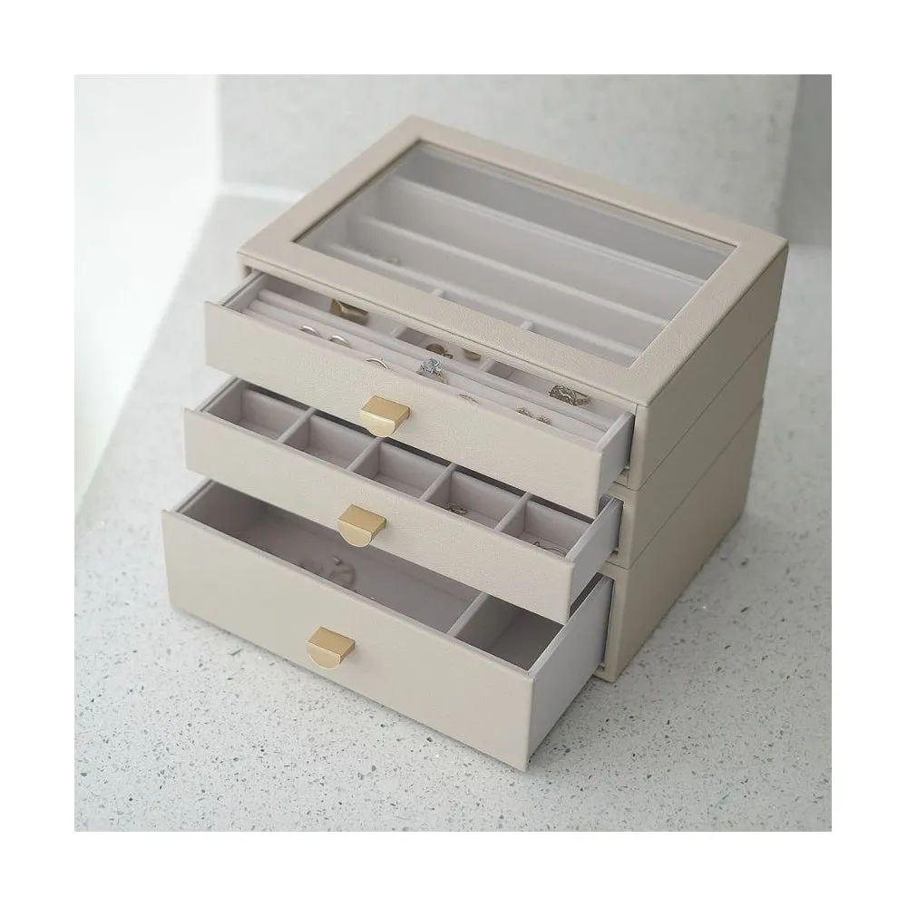 Classic 3 Drawer Jewellery Box - Oatmeal - 75889