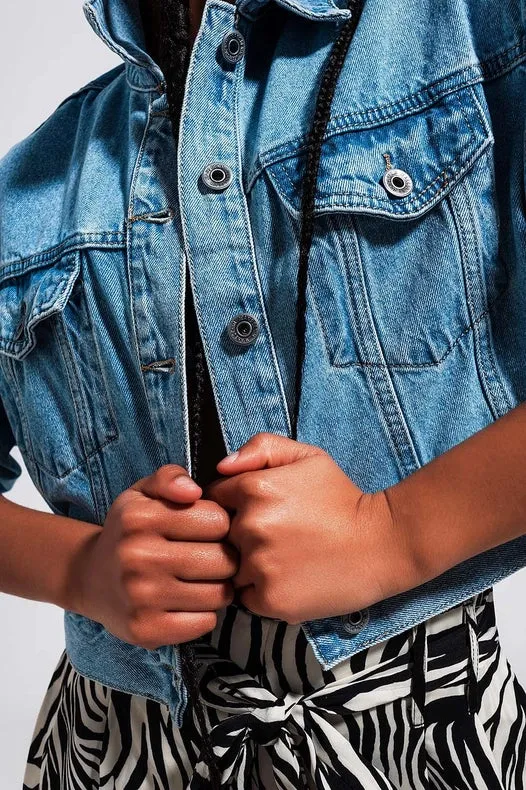 Cropped 90S Denim Jacket In Mid Wash