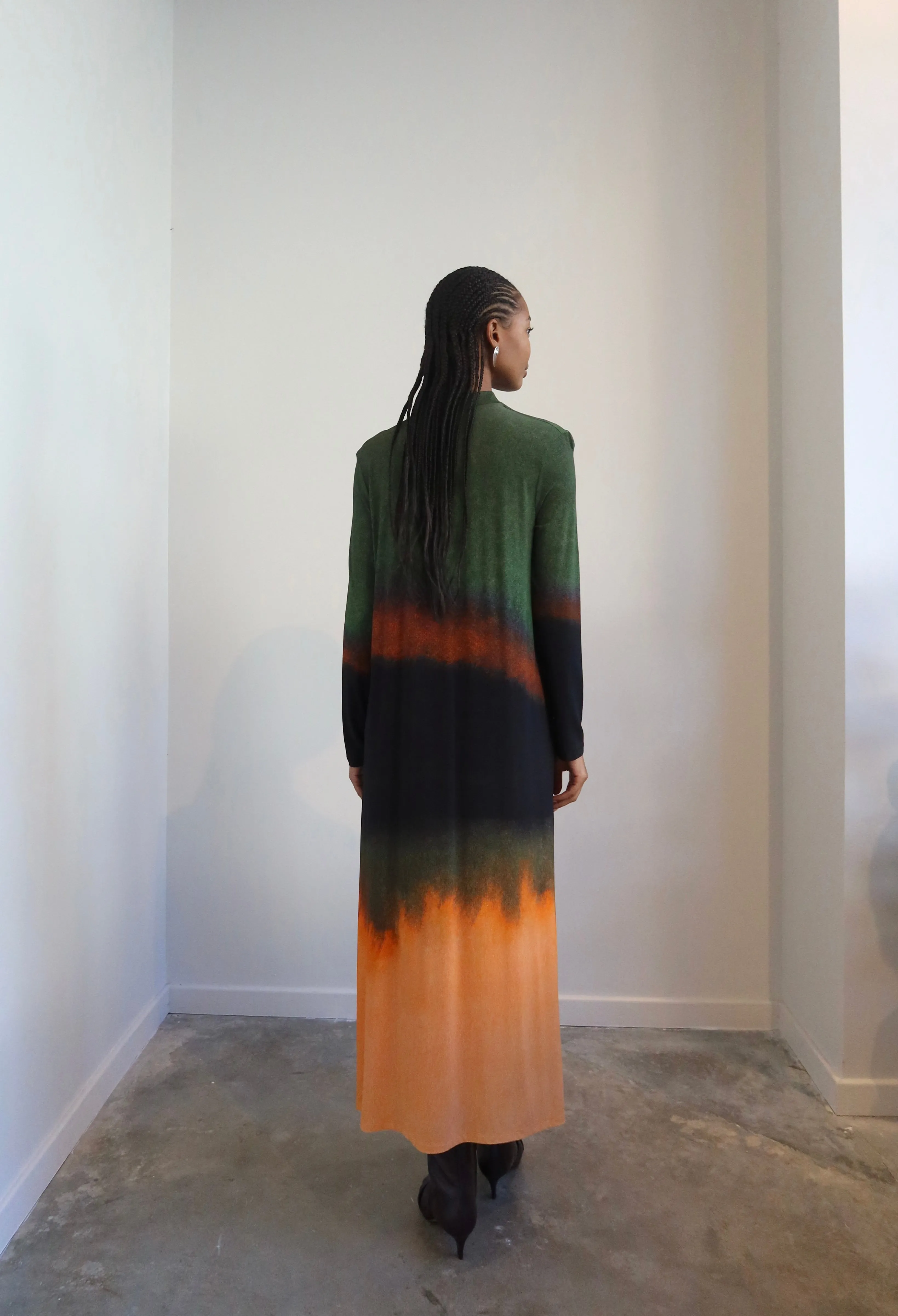 Deshika Jersey Drape Collar Maxi Dress