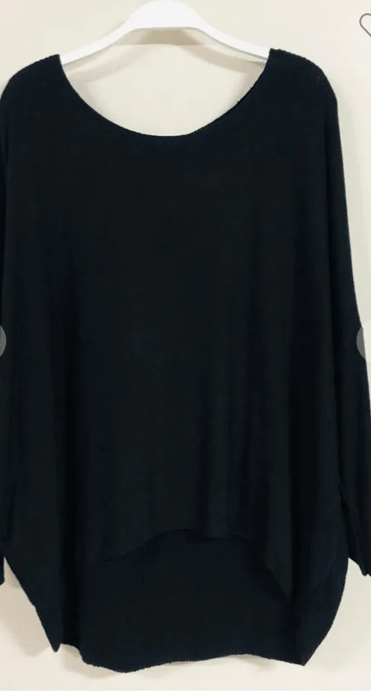 Dolman Lightweight Sweater in Nero Black by Venti 6