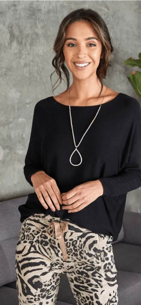 Dolman Lightweight Sweater in Nero Black by Venti 6