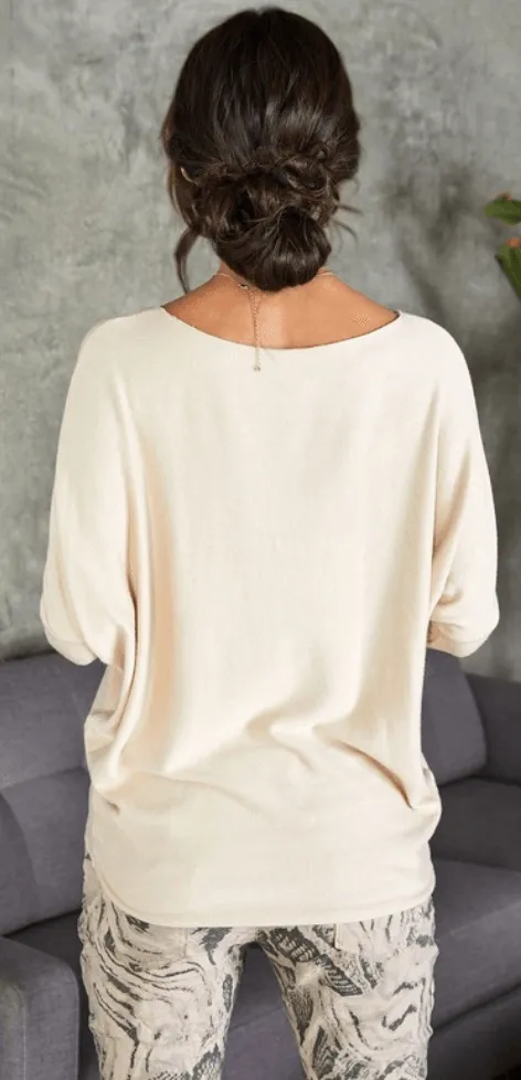 Dolman Lightweight Sweater in Nero Black by Venti 6