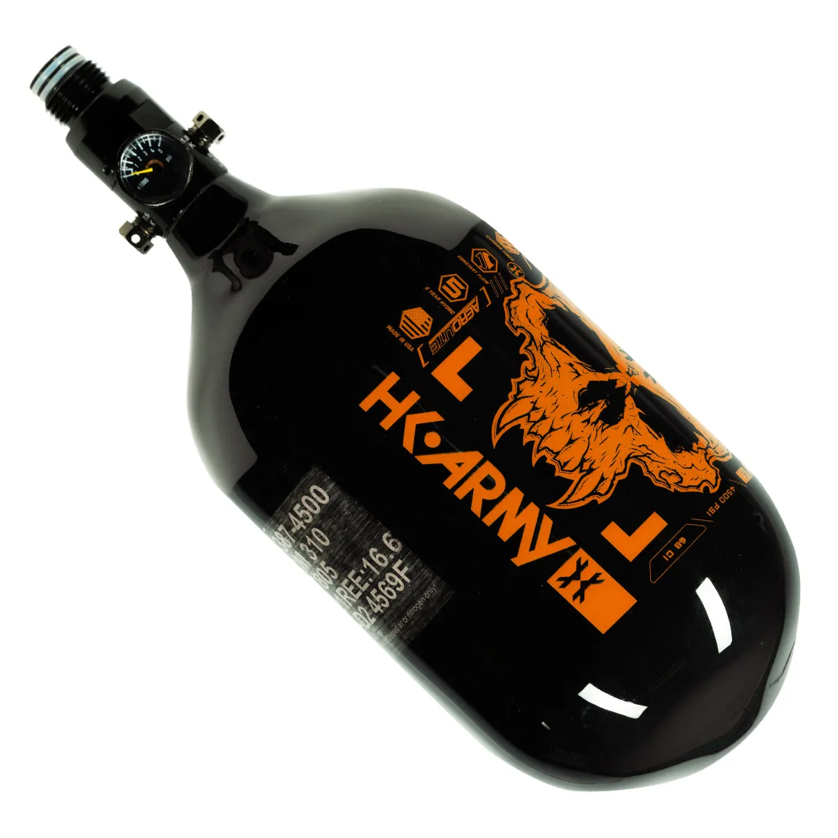 Doom - Extra Lite Carbon Fiber Tank - Standard Reg - 68ci / 4500psi  - Black/Neon Orange