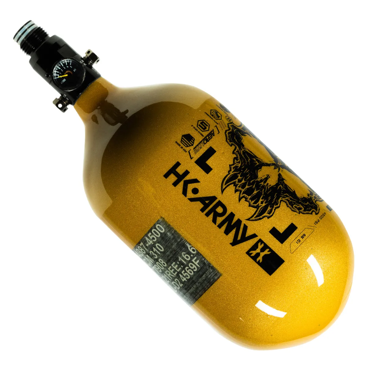 Doom - Extra Lite Carbon Fiber Tank - Standard Reg - 68ci / 4500psi  - Gold/Black