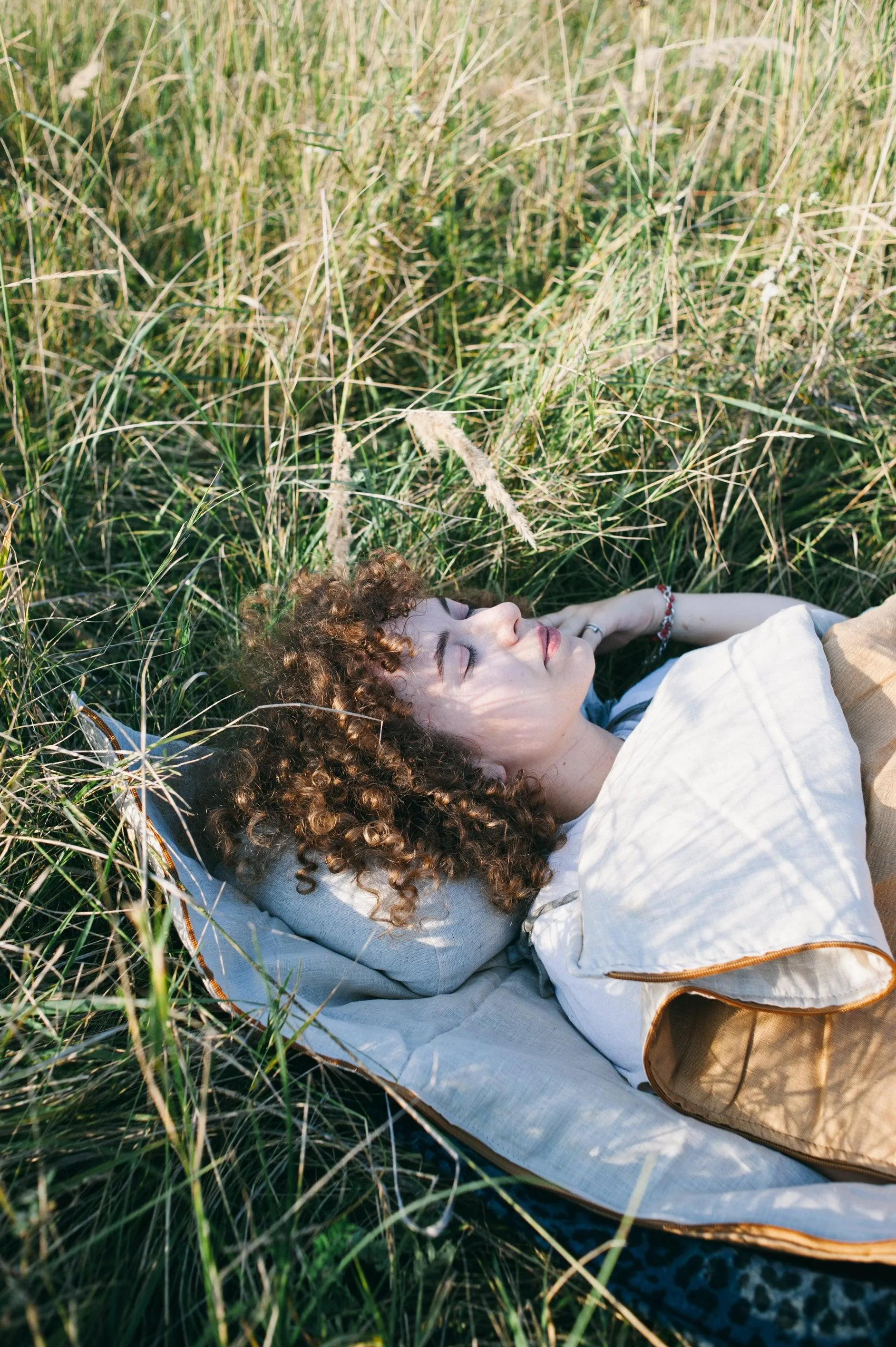 Easy Organic HEMP Sleeping bag in linen fabric- organic hemp fiber filling   linen fabric - hand made