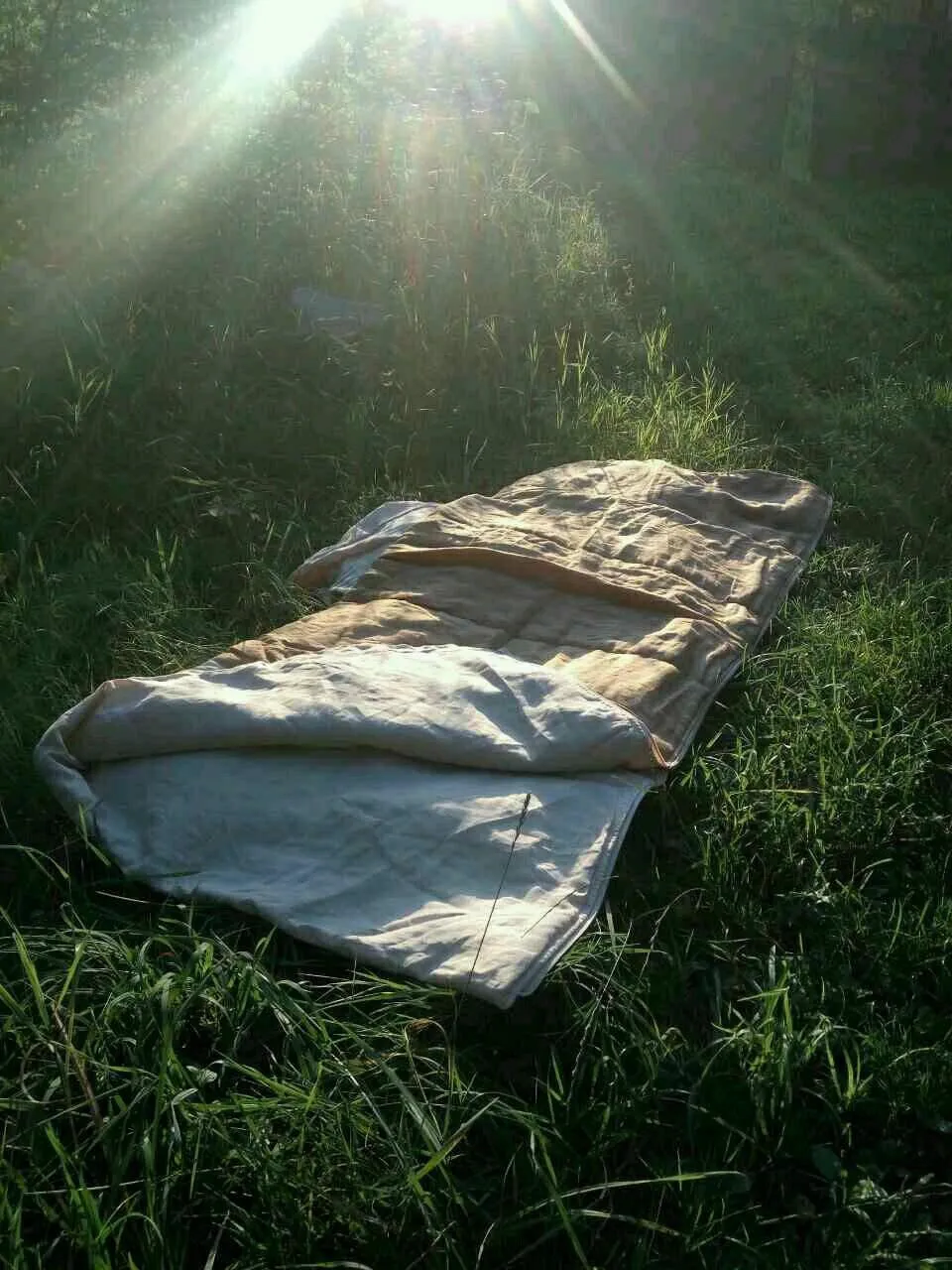 Easy Organic HEMP Sleeping bag in linen fabric- organic hemp fiber filling   linen fabric - hand made