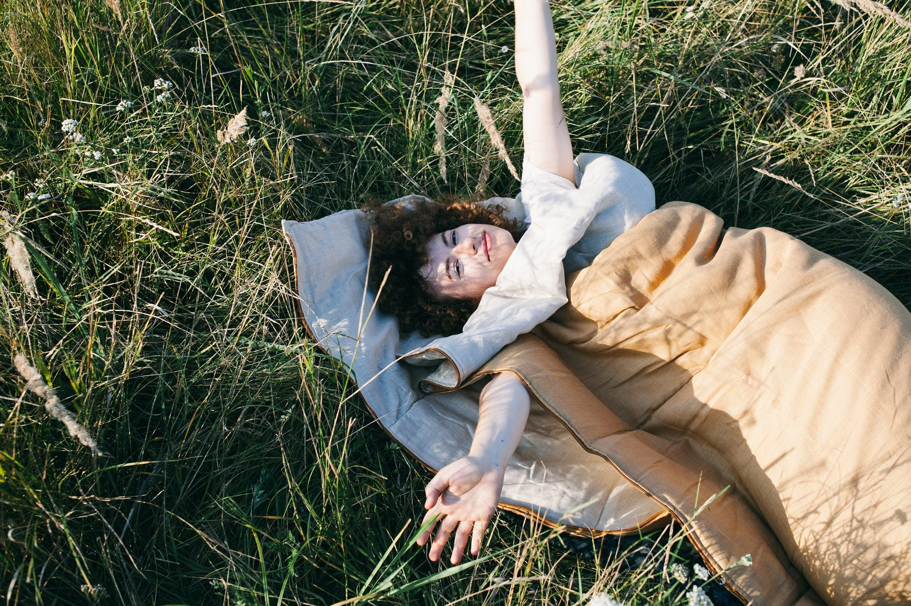 Easy Organic HEMP Sleeping bag in linen fabric- organic hemp fiber filling   linen fabric - hand made