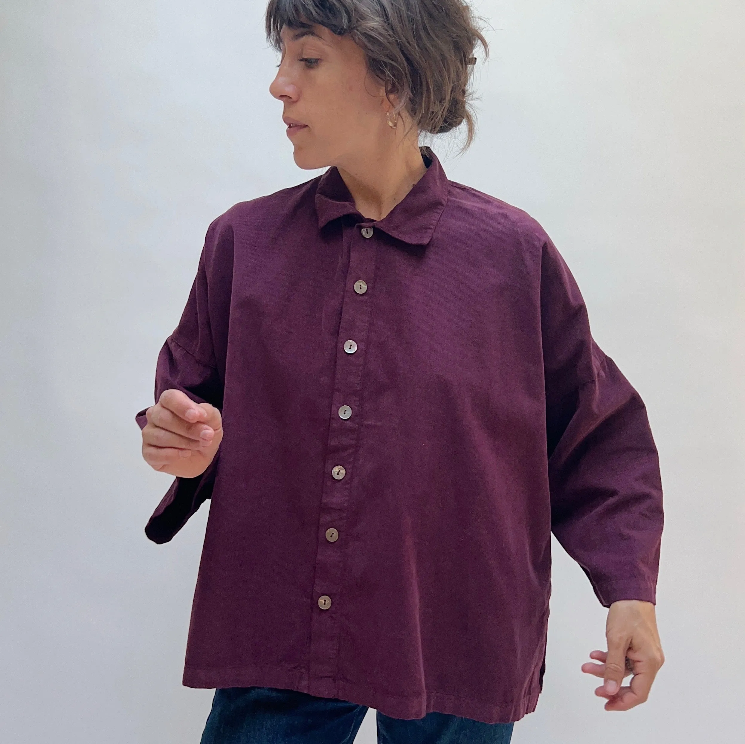 Eleven Stitch | Corduroy Big Shirt in Port