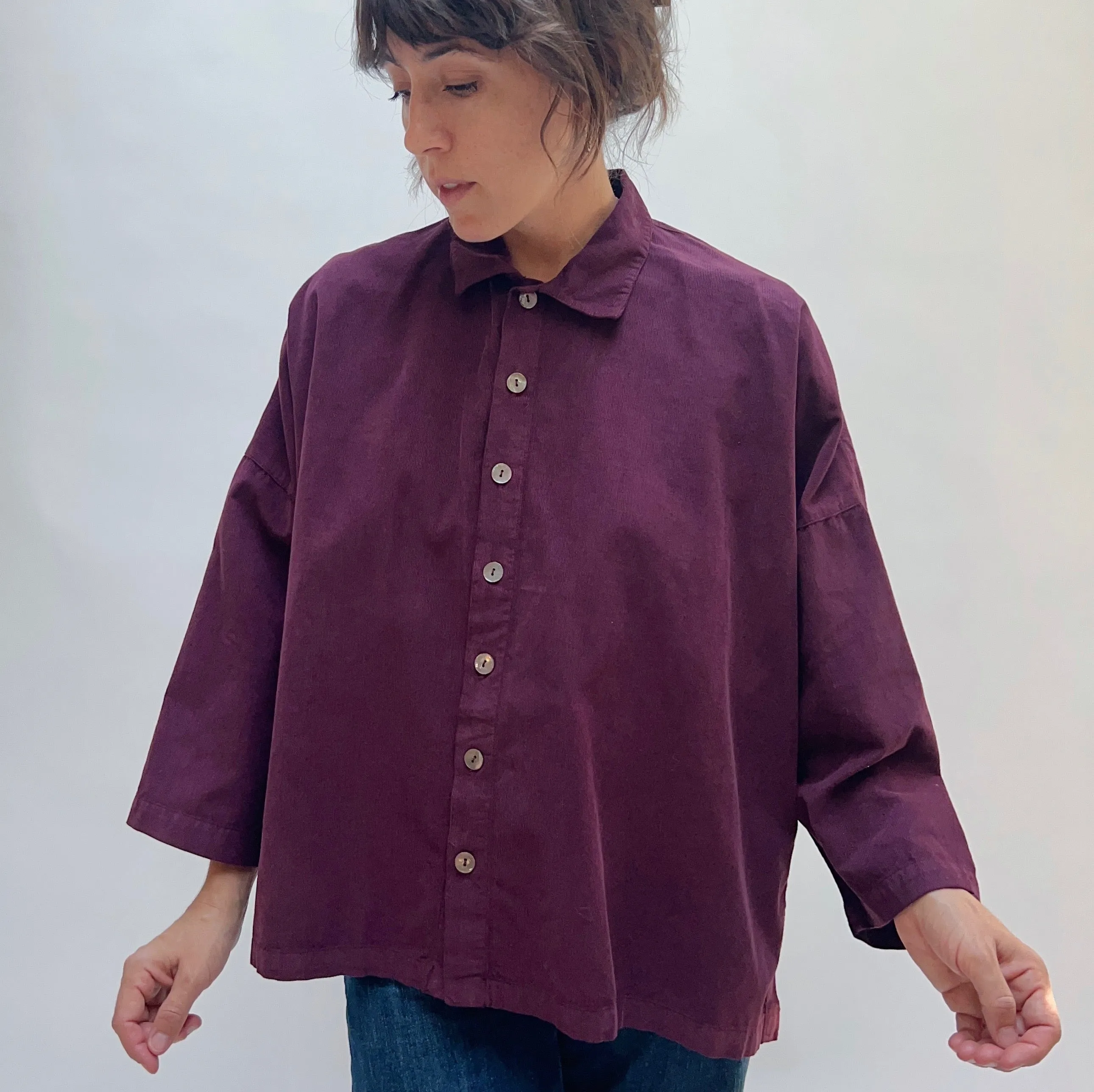 Eleven Stitch | Corduroy Big Shirt in Port