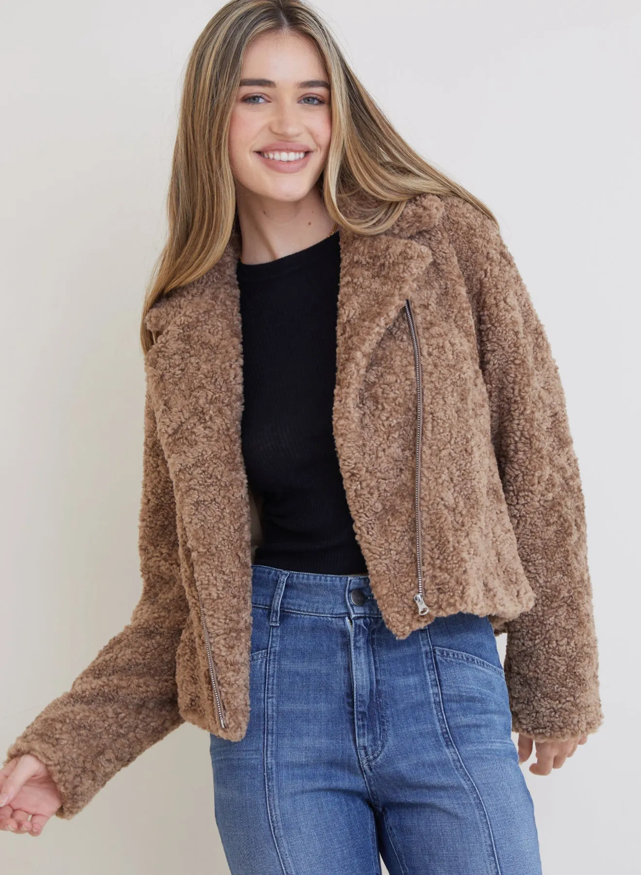Felton Teddy Moto Jacket - Maplewood