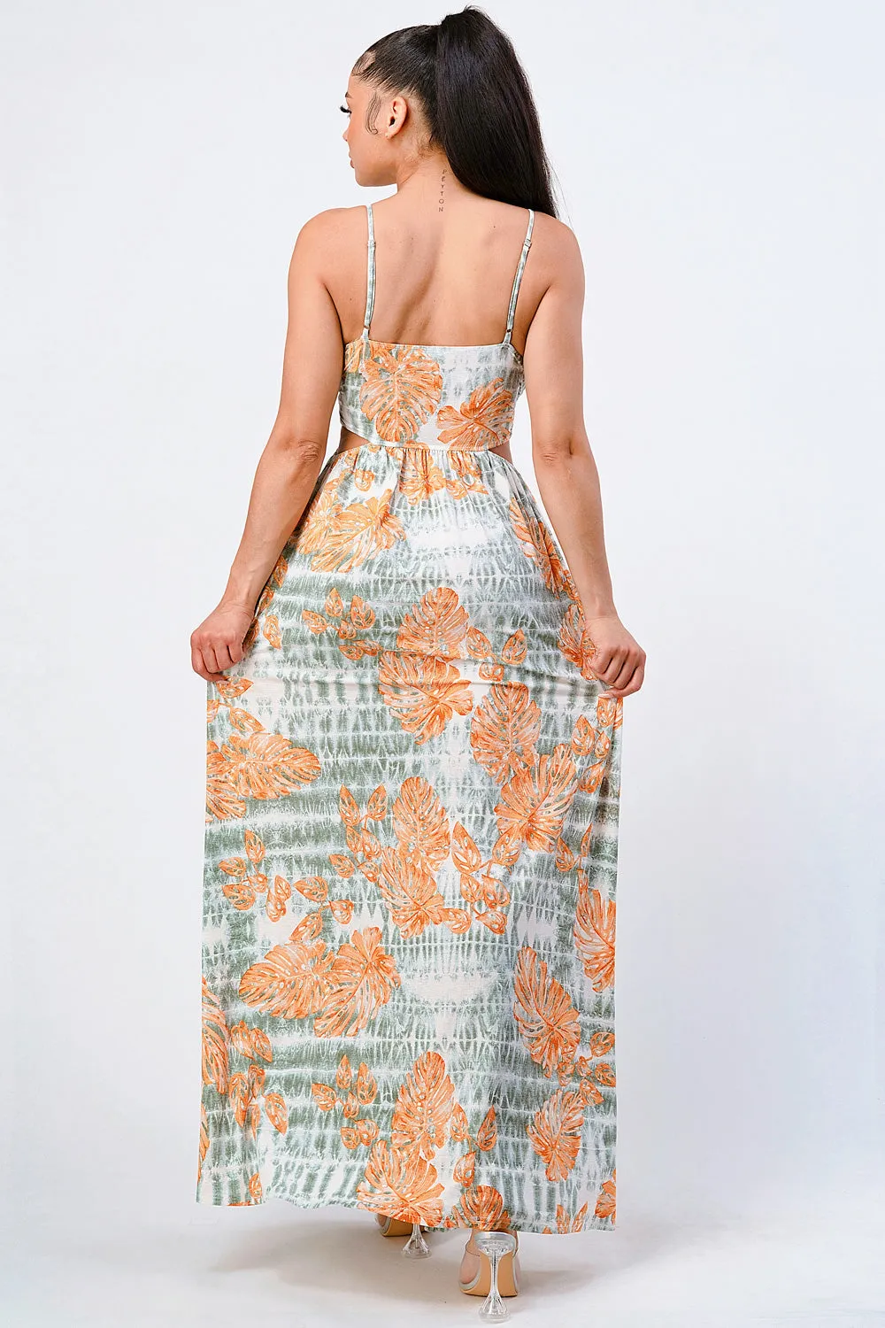 Floral Printed Side Slit Maxi Dress